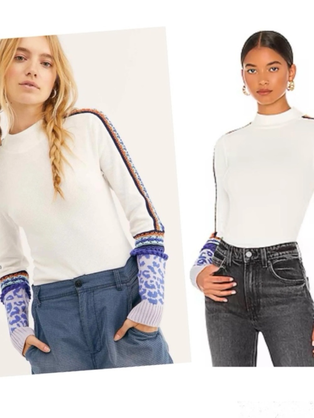 Free People Switch It Up Cuff Thermal Top Boho medium shirt